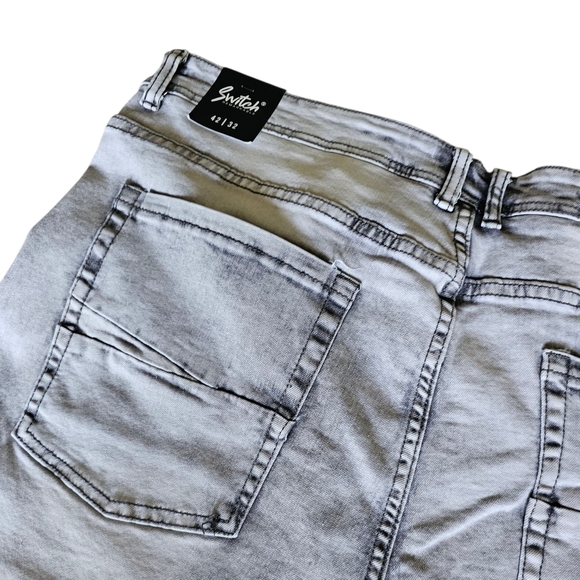 Men’s Slim Taper Fit Biker Style Distressed Denim Jeans - Picture 6 of 11